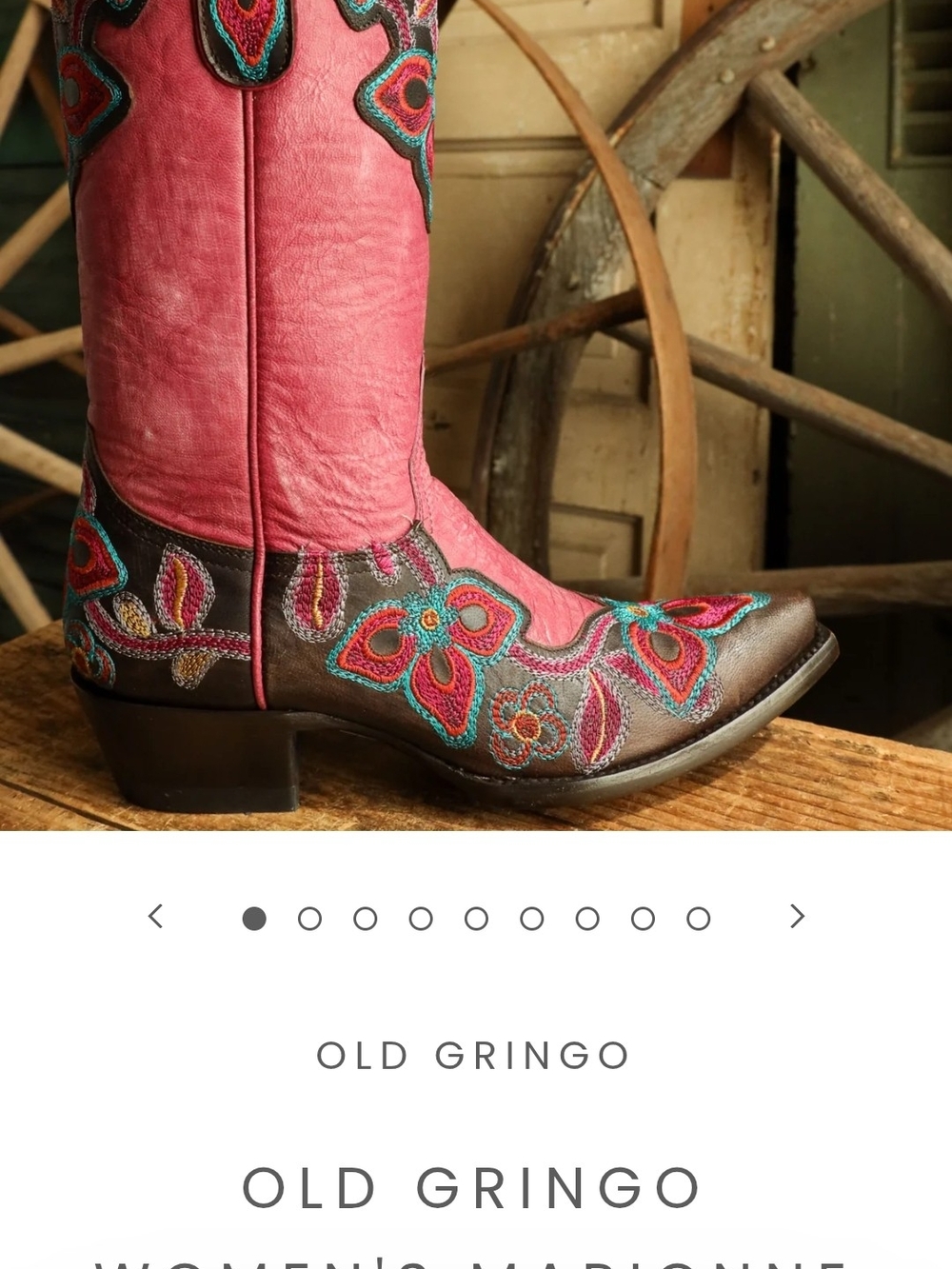 Old Gringo Pink Leather Embroidered Floral Western Boots - Picture 5 of 5